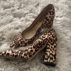 Sam Edelman leopard calf hair block heels